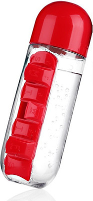 

VibeX ® Weekly 7 Days Medicine & Vitamin Organizer Water Bottle Pill Box(Red)