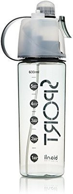 

VibeX ™ Spray Mist Squeeze Protable Water Bottle 550 ml Sipper(Pack of 1, Black), Clear