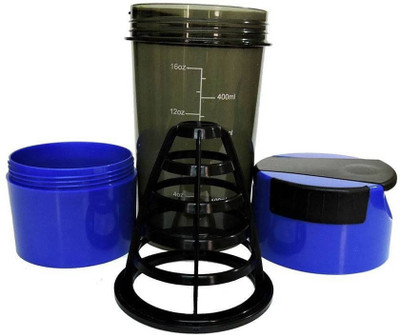 

VibeX ™ Power Bottle Sipper 480 ml Shaker(Pack of 1, Blue)