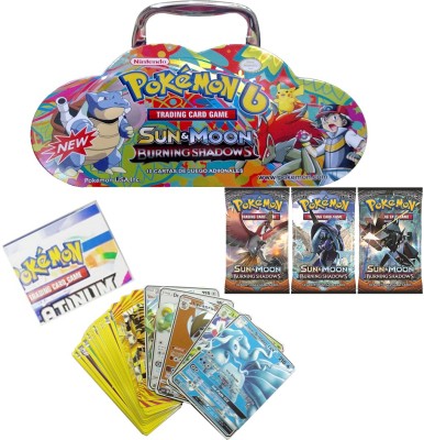 

AncientKart Pokemon Sun & Moon Burning Shadows Brief Case Tin with play mat and booster packs(Multicolor)