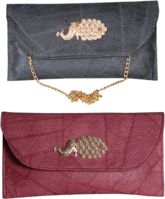

AFFASHION Party Maroon, Black Clutch, Black;maroon