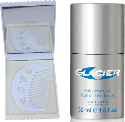 Oriflame Sweden GLACIER Anti-perspirant Roll-on Deodorant 50ml (32173) With Comb & Mirror Set(Set of 3)