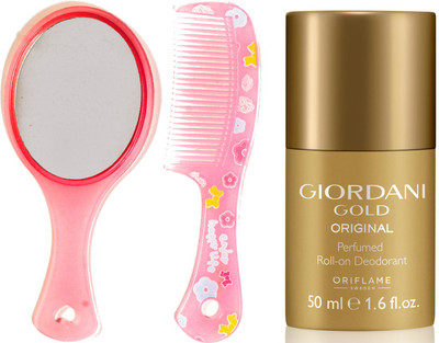 

Oriflame Sweden Giordani Gold Original Perfumed Roll-On Deodorant 50ml (32160) With Mirror & Comb Set(Set of 3)