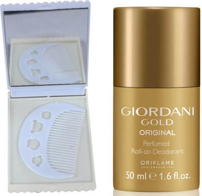 

Oriflame Sweden Giordani Gold Original Perfumed Roll-On Deodorant 50ml (32160) With Comb & Mirror Set(Set of 3)