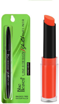

Blue Heaven LINE & DESIGN SKETCH EYELINER & GOSSIP MATTE LIPSTICK, ORANGE, BY BEAUTYANDCARE(Set of 2)