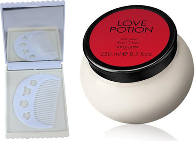 

Oriflame Sweden Love Potion Perfumed Body Cream 250ml (31779) With Comb & Mirror Set(Set of 3)