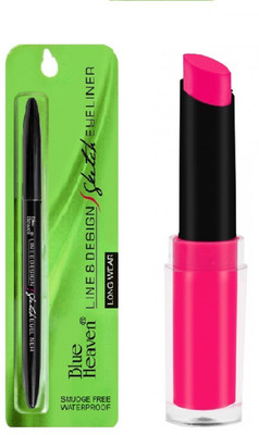 

Blue Heaven LINE & DESIGN SKETCH EYELINER & GOSSIP MATTE LIPSTICK, PINK, BY BEAUTYANDCARE(Set of 2)