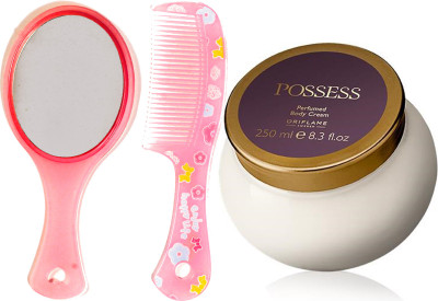 

Oriflame Sweden Possess Perfumed Body Cream 250ml (31784) With Mirror & Comb Set(Set of 3)
