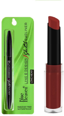 

Blue Heaven LINE & DESIGN SKETCH EYELINER & GOSSIP MATTE LIPSTICK, RED, BY BEAUTYANDCARE(Set of 2)