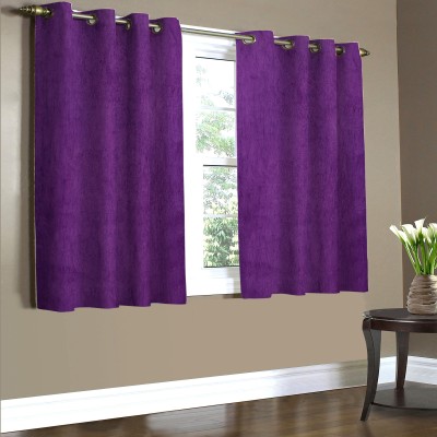 Home Candy 152 cm (5 ft) Polyester Room Darkening Window Curtain (Pack Of 2)(Solid, Purple)