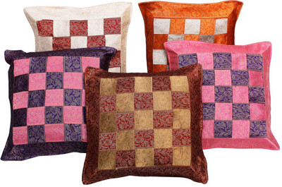 

Halowishes Checkered Cushions Cover(Pack of 5, 40 cm*40 cm, Multicolor)