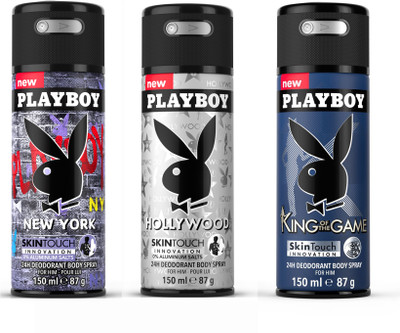 

Playboy King-Nyk-Holly Deodorant Spray - For Men(450 ml, Pack of 3)
