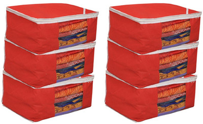 

Kuber Industries Designer " Saree Cover Combo 6 Pcs Set And Single Packing Saree Cover COMBHATHKADI15(Red)