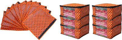 KUBER INDUSTRIES Designer Saree Cover Combo 6 Pcs Set And Single Packing Saree Cover COMBHATHKADI07(Orange)