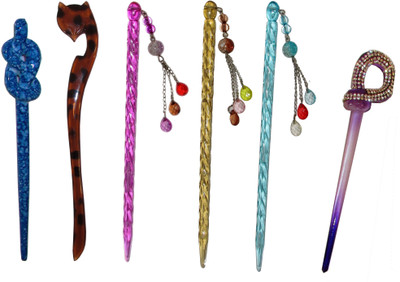 

Khush-Khush combo of juda sticks Bun Stick(Multicolor)