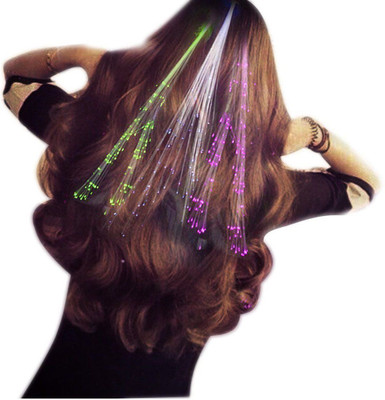

VibeX ® Long Automatically Change Color Fiber Optic Hair Lights Light Up Hair Flashing Hair Fiber Optic Extension Barrettes Hair Clip(Multicolor)