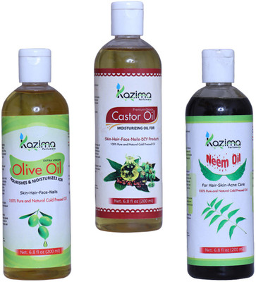 

KAZIMA Combo of Neem Oil, Olive Oil and Castor Oil (Each 200ml) Hair Oil(600)