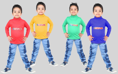 DEBDESHIK Boys Printed Cotton Silk Blend T Shirt(Multicolor, Pack of 4) available at flipkart for Rs.549