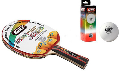 

GKI Euro Jumbo Table Tennis Combo Set (Euro Jumbo Table Tennis Racquet + Premium 3 Star 40 Table Tennis Ball, Box of 3 - White) Table Tennis Kit