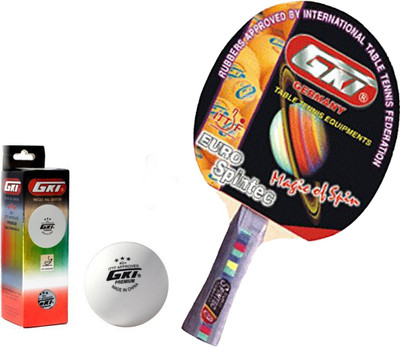 

GKI Euro Spintec Table Tennis Combo Set (Euro Spintec Table Tennis Racquet + Premium 3 Star 40 TT Ball, Box of 3 - White) Table Tennis Kit