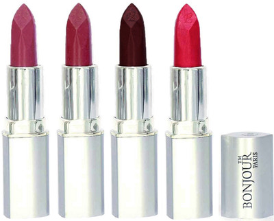 

Bonjour Paris Slick & Shine Lipstick(Light Pink-Dark Mauve-Hot Maroon-Pink, 16.8 g)