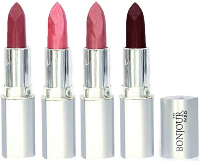 

Bonjour Paris Slick & Shine Lipstick(Light Mauve-Star Pink-Wine-Hot Maroon, 16.8 g)