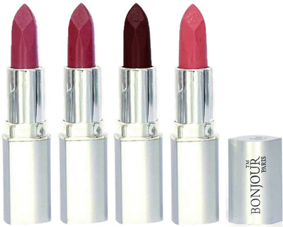 

Bonjour Paris Slick & Shine Lipstick(Light Pink-Dark Mauve-Hot Maroon-Nude, 16.8 g)