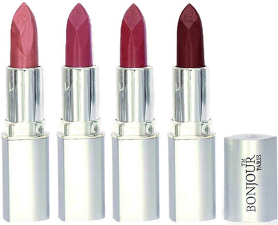 

Bonjour Paris Slick & Shine Lipstick(Wine-Light Pink-Dark Mauve-Maroon, 16.8 g)