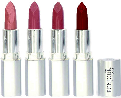 

Bonjour Paris Slick & Shine Lipstick(Wine-Light Pink-Dark Mauve-Dark Red, 16.8 g)