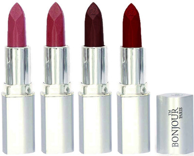 

Bonjour Paris Slick & Shine Lipstick(Light Pink-Dark Mauve-Hot Maroon-Dark Red, 16.8 g)