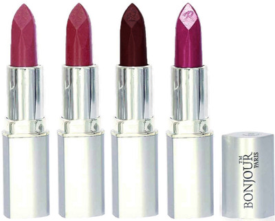 

Bonjour Paris Slick & Shine Lipstick(Light Pink-Dark Mauve-Hot Maroon-Purple, 16.8 g)
