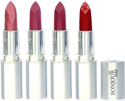 

Bonjour Paris Slick & Shine Lipstick(Wine-Light Pink-Dark Mauve-Sweet Red, 16.8 g)