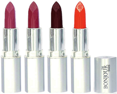 

Bonjour Paris Slick & Shine Lipstick(Light Pink-Dark Mauve-Hot Maroon-Dark Orange, 16.8 g)