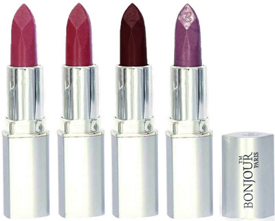 

Bonjour Paris Slick & Shine Lipstick(Light Pink-Dark Mauve-Hot Maroon-Plum, 16.8 g)