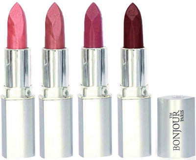 Bonjour Paris Slick & Shine Lipstick(Star Pink-Wine-Light Pink-Maroon, 16.8 g)