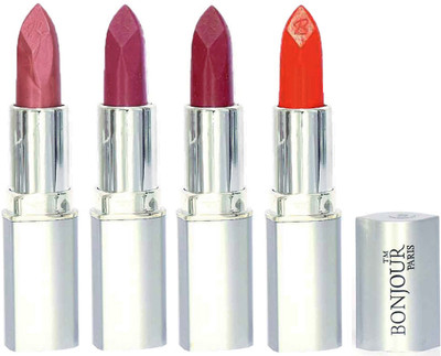

Bonjour Paris Slick & Shine Lipstick(Wine-Light Pink-Dark Mauve-Dark Orange, 16.8 g)