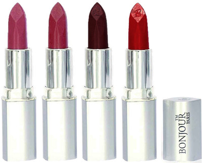 

Bonjour Paris Slick & Shine Lipstick(Light Pink-Dark Mauve-Hot Maroon-Sweet Red, 16.8 g)
