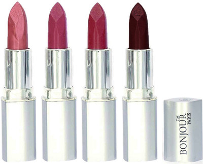 

Bonjour Paris Slick & Shine Lipstick(Wine-Light Pink-Dark Mauve-Hot Maroon, 16.8 g)