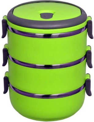 Mezire Three Layer Tiffin Box 3 Containers Lunch Box (2100 ml) 3 Containers Lunch Box(2100 ml), Green