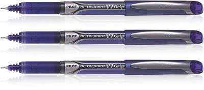 PILOT Hi-Tecpoint V7 Grip Roller Ball Pen(Pack of 3, Ink Color - Blue)