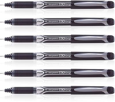 Pilot Hi-Tecpoint V10 Grip Roller Ball Pen(Pack of 6)