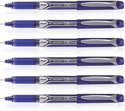 Pilot Hi-Tecpoint V10 Grip Roller Ball Pen(Pack of 6)