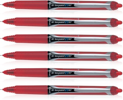 PILOT Hi-Tecpoint V7 RT Roller Ball Pen(Pack of 6, Red)