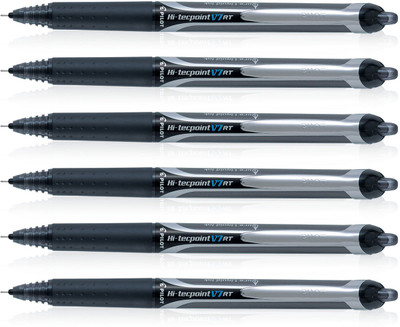 PILOT Hi-Tecpoint V7 RT Roller Ball Pen(Pack of 6, Ink Color - Black)