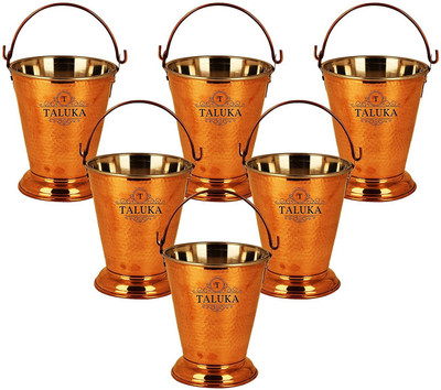 

Taluka (5" x 6" inches approx) Handmade Copper Steel Serving Bucket ||400 ml|| Dish Serving Restaurant Ware Hotel Home Pot 1 L(Copper, Non-stick, Induction Bottom), Brown