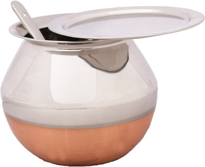 

Premium Stainless Steel Handi 5.5.litre(Free Ladle and Lid)-Copper Bottom Handi 5.5 L(Stainless Steel), Silver