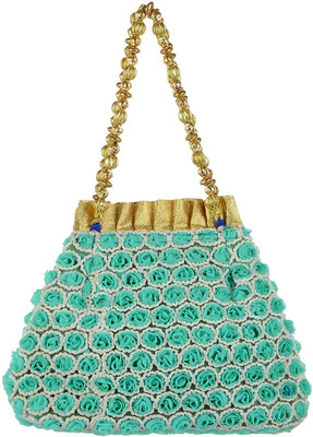 

Tooba Handicraft Tooba Handicraft Party Wear Hand Embroidered Box Clutch Bag Purse Potli For Bridal, Casual, Party , Wedding Potli(Green)