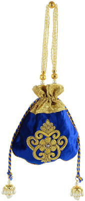 

Tooba Handicraft Tooba Handicraft Party Wear Hand Embroidered Box Clutch Bag Purse Potli For Bridal, Casual, Party , Wedding Potli(Blue)