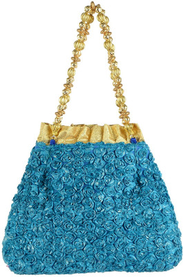 

Tooba Handicraft Tooba Handicraft Party Wear Hand Embroidered Box Clutch Bag Purse Potli For Bridal, Casual, Party , Wedding Potli(Blue)