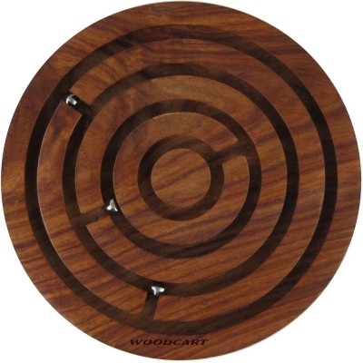 WoodCart Wooden Labyrinth h@ndmade Board Game Ball In Maze Puzzle Handcrafted In India - Game Plate Round Goli Jigsaw Puzzle(1 Pieces)